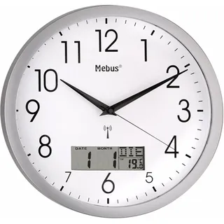 MEBUS Funk Wanduhr 30 cm 19422 silber