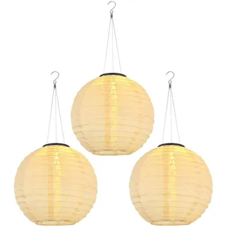 GLOBO Lampion Edelstahl Kunststoff D 30 cm 3er Set beige