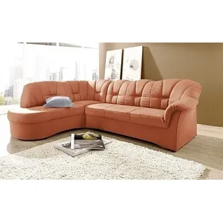 DOMO collection Ecksofa DOMO COLLECTION "Papenburg, zeitlose Rückensteppung, elegante Armlehne, L-Form", orange (terrakotta), B:241cm H:84cm T:178cm, Kunstleder SOFTLUX;Luxus-Microfaser (100% Polyester);Struktur ( 90% Polyester, 10% Polyacryl);Microfaser PRIMABELLE (100% 
