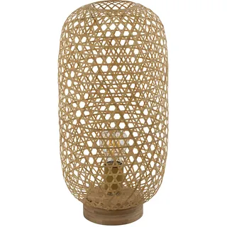 Tischleuchte Bambusgeflecht Tischlampe Bambus Beistellleuchte Boho Wohnzimmer, natur, Fernbedienung dimmbar, 1x RGB LED 8,5W 806Lm warmweiß, DxH 22x46 cm