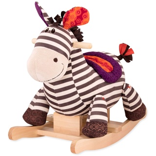 B. toys Schaukelpferd Zebra gestreift aus weichem Plüsch und hochwertigem Holz, Schaukeltier zum Draufsitzen für Kinder und Babys ab 18 Monaten