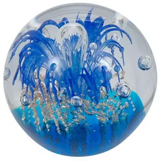 Traumkugel 232(mini) blaue Blume über goldenen Grund- Glaskugel, Briefbeschwerer