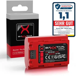 Baxxtar Pro NP-FZ100 2600mAh Akku (Generation IV) kompatibel mit Sony FX30 Alpha 6700 A1 7 IV 7C II 7CR 7R IV V ZV-E1 etc