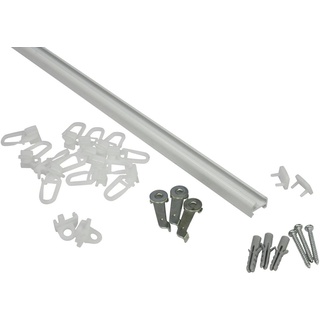 Gardinenschiene Aluminiumschiene, GARDINIA, Ø 13 mm, 1-läufig, kürzbar, Aluminium, 1-läufig grau Ø 13 mm x 120 cm