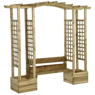 vidaXL Garten-Pergola mit Bank 230 x 60 x 198 cm Braun