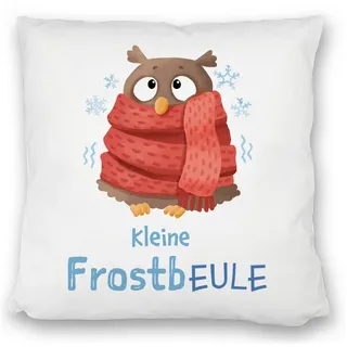 speecheese Dekokissen Kleine Frostbeule Kissen satiniert mit Spruch niedlicher Eule