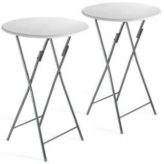 CASARIA Stehtisch Ø 60 x 110 cm weiß klappbar 2 St.