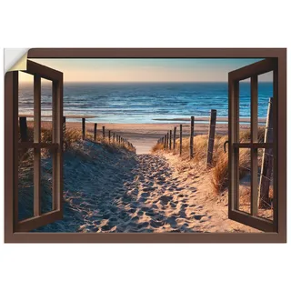 ARTland Wanddeko Wandtattoo selbstklebende Vinylfolie Fensterblick Fenster Strand Düne Meer Maritim Landschaft Küste Natur T6BW
