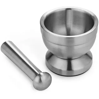 ArtisanShow 18/8 doppelter Edelstahl Pillenzerkleinerer lebensmittelecht Gewürzmühle Mörser und Stößel Podest Sets Schüssel Pesto Pulver Knoblauchpresse Topf Kräutermühlen Fleischwolf