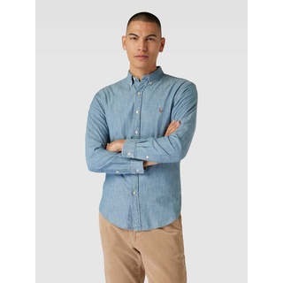 Slim Fit Freizeithemd in Denim-Optik, Jeansblau, S