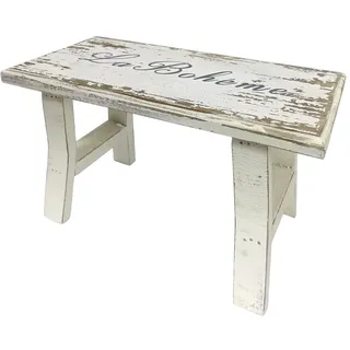 TentHome Vintage Hocker Holz Fußbank Fußstütze Natur Rustikaler Pflanzenhocker Blumenhocker Sitzhocker Kinderhocker Tritthocker Kinder Kleiner Holzhocker für Kinderzimmer Garten Weiß