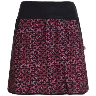 Vishes - Alternative Bekleidung - Kurzer Damen Baumwoll-Rock 70er 80er Jahre Muster Karos Taschen schwarz-dunkelrot 42 - 42