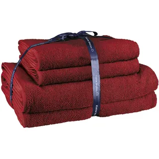Handtuch Set KLEINE WOLKE "RELAX, 4 Stück (2 Handtücher 50x10 + 2 Duschtücher 70x140)", rot (rubin), 4 Stk., Frottier, Frottier, Obermaterial: 100% Baumwolle, Handtuch-Sets, moderne Melangeoptik, Handtücher, Duschtücher, mit Bordüre
