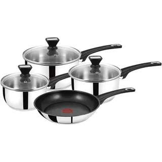 Tefal Jamie Oliver by Tefal Essential Edelstahl 4er Pfannen-Set, Silber A610S444