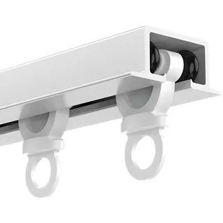 Einbau-Vorhangschienensystem Raumteiler-Gleitschiene Für Schlafzimmer/Kinderzimmer/Krankenhaus 70 Cm ~ 600 Cm Aluminium-Gardinenschiene(White,150cm-59in)