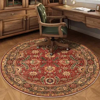 Viusneun Teppich, Rund Retro Boho Teppiche Weich rutschfest Waschbar Küchenteppich Teppich für Outdoor Büroräume Wohnzimmer Schlafzimmer (E,120cm)