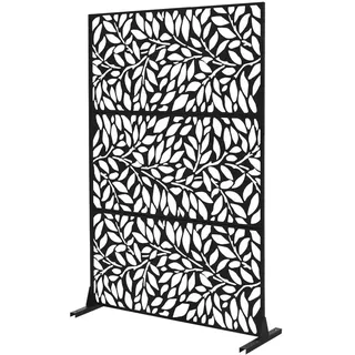 ML-Design Metall-Sichtschutz Firenze 120x180 cm aus Stahl, Raumteiler mit 3 Paneele, Trennwand erweiterbar mit Ständer, Paravent Deko Sichtschutzwand wetterfest für Garten Balkon Terrasse