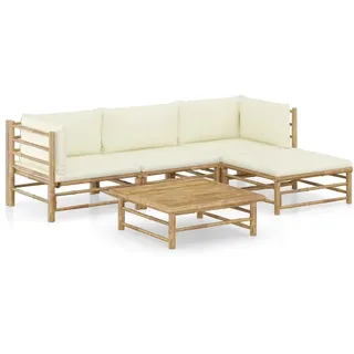 vidaXL Garten-Lounge-Set 5-tlg. natur/cremeweiß 3058193