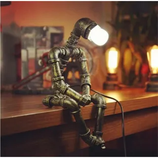 yozhiqu LED Dekolicht Retro Lights Tischlampe Roboter, Industrielle Wasserpfeife Steampunk Kupfer mit Glühbirne