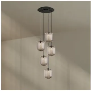 s.luce Velo 5-flg. Ø 60 cm rund schwarz Glas