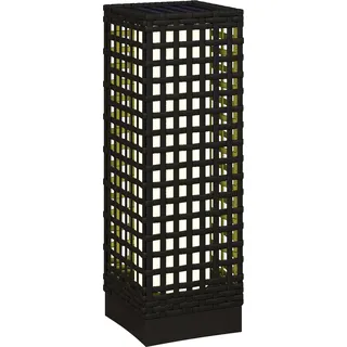 Outsunny Solarleuchte Rattan-Design 15,5x15,5x46cm wasserdicht mit Lichtsensor automatische LED Gartenlampe schwarz für Terrasse & Garten   Aosom.de