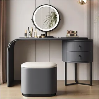 Zhaoj24-05 Schminktisch Moderner, minimalistischer, ausziehbarer Schminktisch aus massivem Holz, vollständig zusammengebauter Luxus-Waschtisch for Schlafzimmer(Dark Gray)