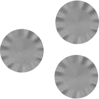Buhdjfnke Rundes Tischset mit Wellenmuster, Runde Verbrühschutzmatte, Isoliertes Tischset im Westlichen Stil für Esstische, Tischset für die Küche, Silber