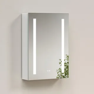 Emke Spiegelschrank, Weiß, Metall, Glas, Rechteckig, 50x70x14.5 cm, Badezimmer, Badezimmerspiegel, Spiegelschränke
