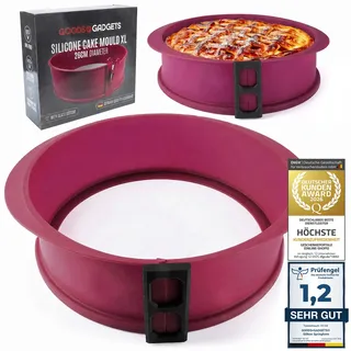 GOODS+GADGETS Silikon Springform Antihaftbeschichtete Kuchen Backform (Silikonform mit Glasboden XL)
