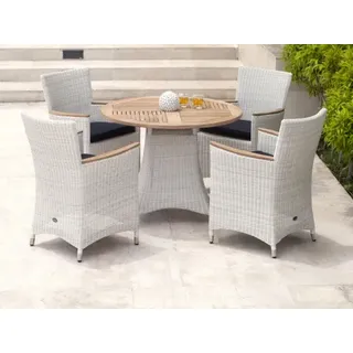 Zebra Loomus Gartenmöbel-Set, 4 Sessel Loomus und 1 Tisch Loomus 100cm rund
