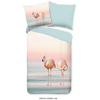 Bettwäsche Lounge, Mehrfarbig, Textil, Flamingo, 135x200 cm, bügelleicht, Schlaftextilien, Bettwäsche, Bettwäsche