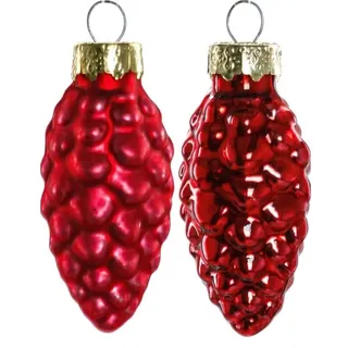 Trendline Glas-Tannenzapfen rot 12 Stück 6 cm Weihnachtsbaum Weihnachtsschmuck