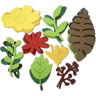 Summer-Ray Filzblätter und Blumen Ausschnitte – 26 Stück sortierte Blumenfilz-Formen für Bastelarbeiten, Scrapbooking, DIY-Dekorationen, Pinnwände und Kinderprojekte