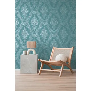 A.S. Création Pure Elegance Ornament-Tapete 0,64 m x 10 m Vliestapete 1 St blau/türkis