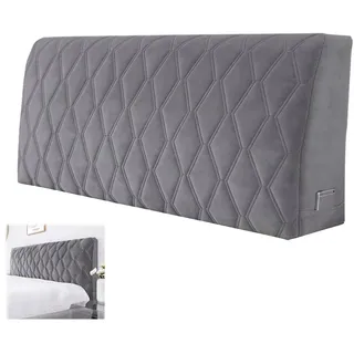 tuwena Betthusse Bettkopfteil Hussen mit Taschen, Dehnbare Bett Kopfteil Bezug, Staubdichte Kopfteilbezug, Verdickt All-Inclusive Kopfteil Husse 160 cm