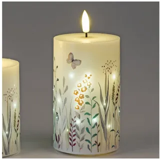 formano LED-Kerze Blumenwiese, mit Timerfunktion, Weiß, Blumenwiese, H: 12.5cm weiß