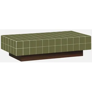 sweeek - Couchtisch mit Zementfliesenoptik - Khaki - Grün