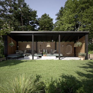 Plus Gartenhaus Nordic Multi 619 x 208 cm natur offen