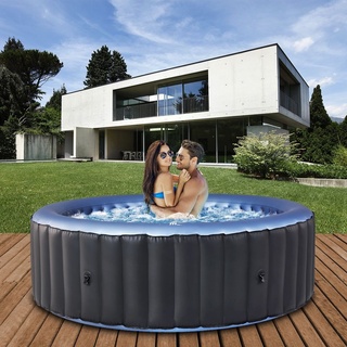 Miweba MSpa Whirlpool Comfort Bergen C-BE041 | 4 Personen - 180 x 70 cm - 118 Düsen - Anti-Frost - UV-C Filter - LED Fernbedienung (Anthrazit/Blau)