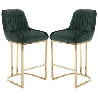 WAHSON OFFICE CHAIRS Barhocker 2er Set mit Lehne Metall grün
