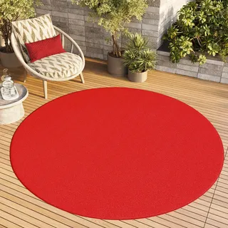 TAPISO Mono Rund Teppich Kurzflor Indoor Outdoor UV-beständig Rot Einfarbig Wohnzimmer Schlafzimmer Kinderzimmer Modern Design ÖKO-TEX 160 x 160 cm