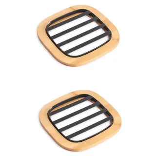MSV Topfuntersetzer MSV Untersetzer Bambus Topfuntersetzer für Töpfe matt schwarz 2 Stück, Zubehör für Pfannen, Töpfe, Auflaufformen, Schüsseln, Teller, Heißgetränke, Spar-Set, 2-tlg., eleganter Bistro Look, Metall matt schwarz, Bambus, **2er Set* schwarz