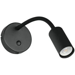 Reality Leuchten LED Leselampe mit Schalter & Schwanenhals, Breite 10cm, Leuchtmittel dimmbar, LED wechselbar, Warmweiß, Wandlampe für Bett Nachttisch, Leseleuchte Wand-Montage mit GU10 LED schwarz