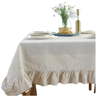 LuxusKollektion Tischdecke Tischdecke Baumwolle Landhausstil Beige Rund 100cm (1-tlg) beige