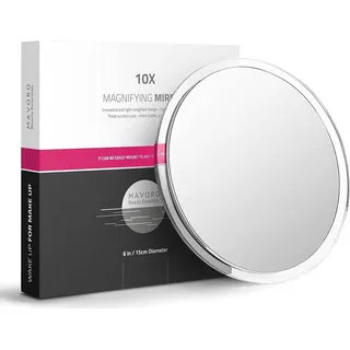 Kosmetikspiegel Vergrößerungsspiegel 15 cm, 10-fache Vergrößerung, 3 Saugnäpfe, für Kosmetik