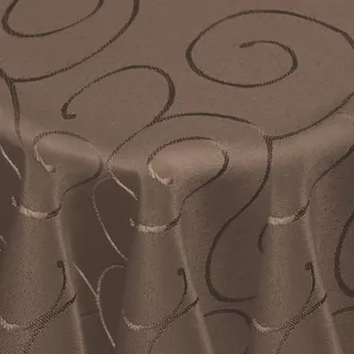 DecoHomeTextil Kringel Tischdecke, Rund 180 cm Dunkelbraun, schwere Qualtität, glänzend, Damast Tafeldecke