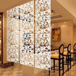 12 Stück Hängender Raumteiler Weiß, 40x40cm Kunststoff Hängeleinwand, DIY Raumteiler Bildschirm, Sitzecke Raumteiler Trennwand, Trennwand Hängend für Innendekoration Wohnzimmer Esszimmer Schlafzimmer