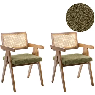 Beliani Esszimmerstuhl AVA Polyester Braun/Grün 2er Set