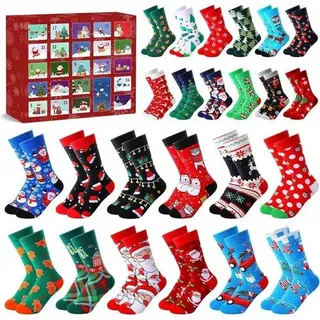 Adventskalender Socken 24 Paare 2025 Frauen Kuschelsocken E