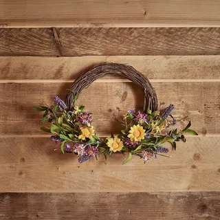 Lights4fun Wildblumen Halb Kranz Türkranz Sommer Deko Innenbereich 50cm Zimmer Deko Frühling Muttertagsgeschenk